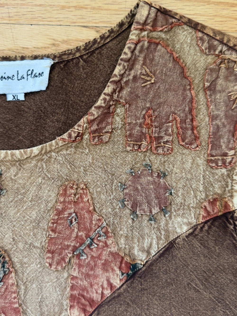 Vintage 90s Brown Boho Patchwork Tank | Festival | Earthy Cottagecore Indie - Picture 6 of 7
